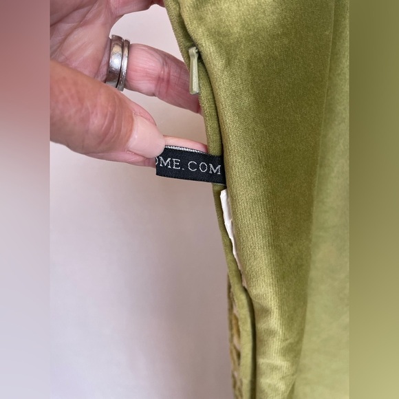 Rodeo Home std pillow covers Green Cream velvet tile design set of 2 - Picture 5 of 8